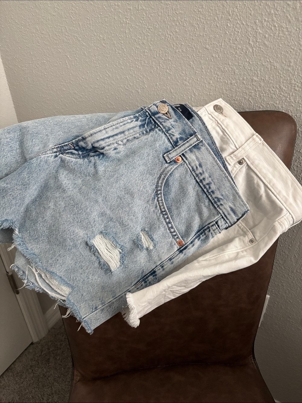 GAP Light Blue and White Denim Jean Shorts Duo